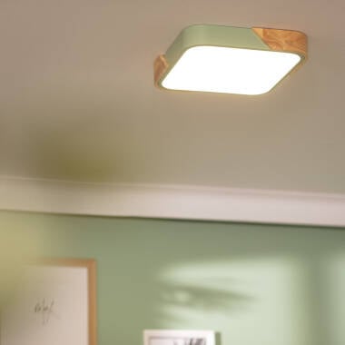 ORVIVO vierkante LED plafondlamp met houten rand, afbeelding 17