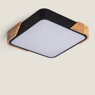 ORVIVO vierkante LED plafondlamp met houten rand, afbeelding 12