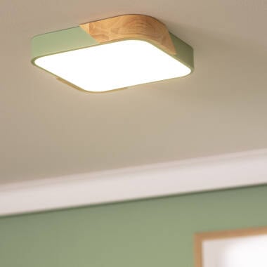 ORVIVO vierkante LED plafondlamp met houten rand, afbeelding 16