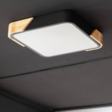 ORVIVO vierkante LED plafondlamp met houten rand, afbeelding 8