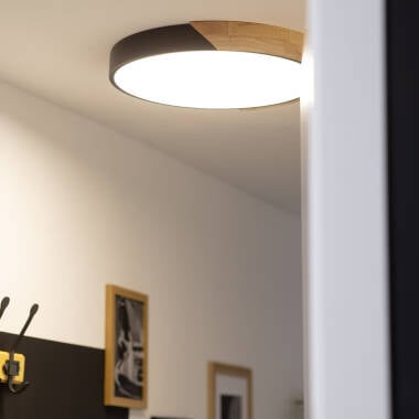 WIRMIVO ronde LED plafondlamp met houten rand, afbeelding 8