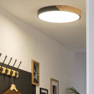 WIRMIVO ronde LED plafondlamp met houten rand, afbeelding 12