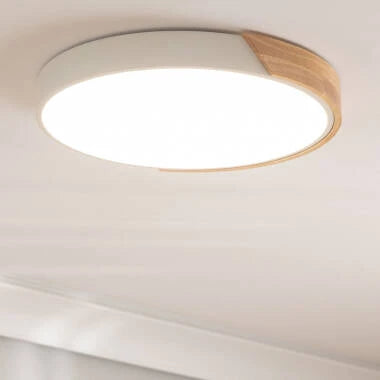 WIRMIVO ronde LED plafondlamp met houten rand, afbeelding 6