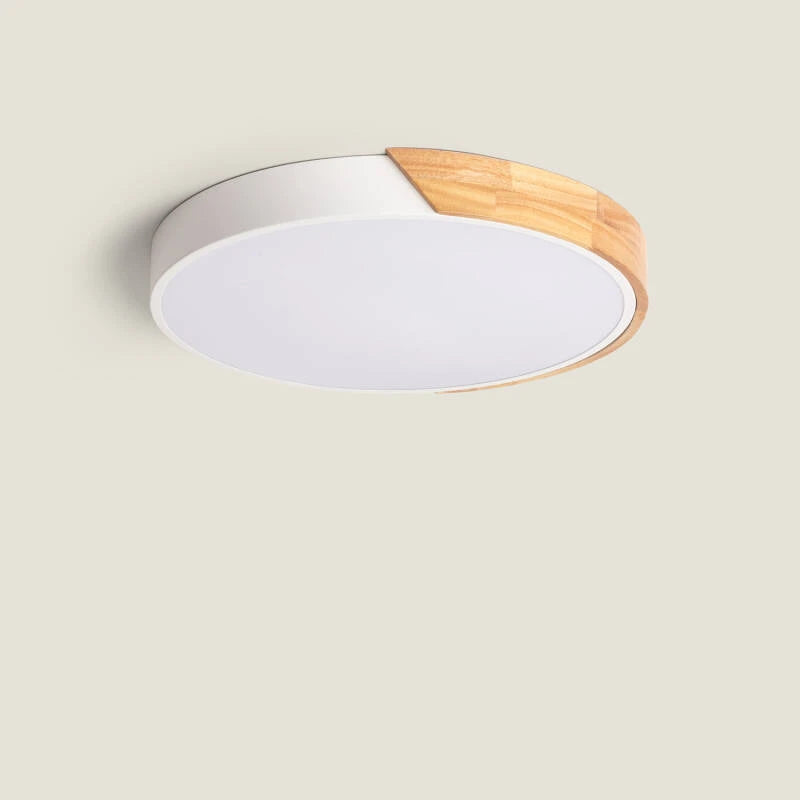 WIRMIVO ronde LED plafondlamp met houten rand, afbeelding 1