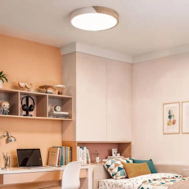 WIRMIVO ronde LED plafondlamp met houten rand, afbeelding 4