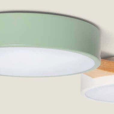KELRIVO ronde LED plafondlamp van hout en aluminium, afbeelding 5