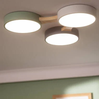 KELRIVO ronde LED plafondlamp van hout en aluminium, afbeelding 6