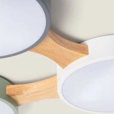 KELRIVO ronde LED plafondlamp van hout en aluminium, afbeelding 4