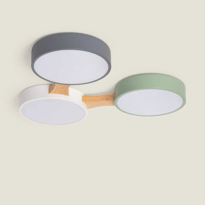 KELRIVO ronde LED plafondlamp van hout en aluminium