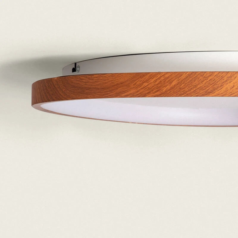 VANLARO ovale platte LED plafondlamp in hout, foto 3