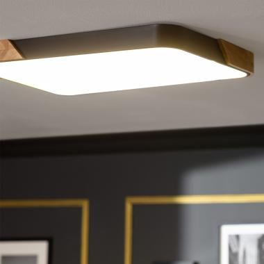 BRINDANO rechthoekige LED plafondlamp van hout en aluminium