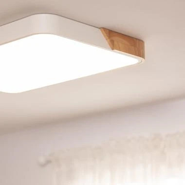 BRINDANO rechthoekige LED plafondlamp van hout en aluminium in wit
