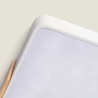 BRINDANO rechthoekige LED plafondlamp van hout en aluminium in wit