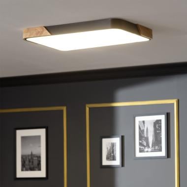 BRINDANO rechthoekige LED plafondlamp van hout en aluminium