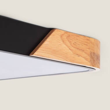 BRINDANO rechthoekige LED plafondlamp van hout en aluminium
