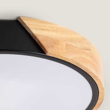 YULMIVO ronde LED plafondlamp met houten rand, afbeelding 4