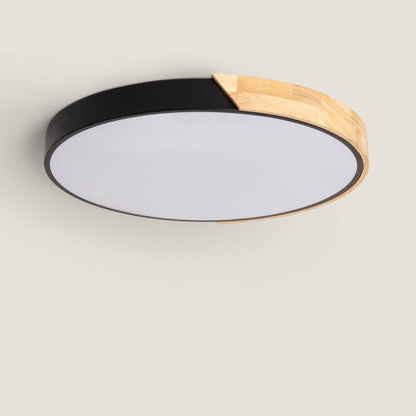 YULMIVO ronde LED plafondlamp met houten rand, afbeelding 1