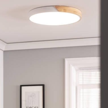 YULMIVO ronde LED plafondlamp met houten rand, afbeelding 8
