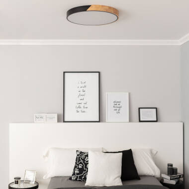 YULMIVO ronde LED plafondlamp met houten rand, afbeelding 3