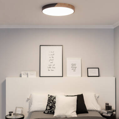 YULMIVO ronde LED plafondlamp met houten rand, afbeelding 2