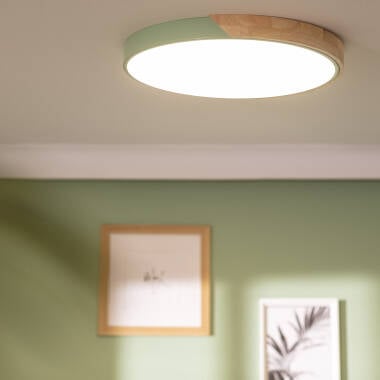 YULMIVO ronde LED plafondlamp met houten rand, afbeelding 14