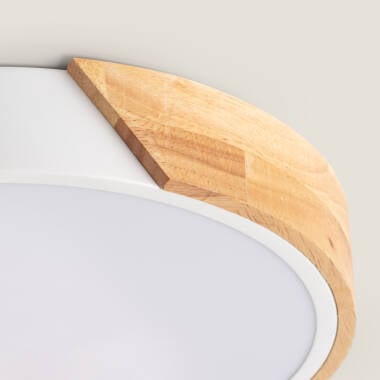 YULMIVO ronde LED plafondlamp met houten rand, afbeelding 10