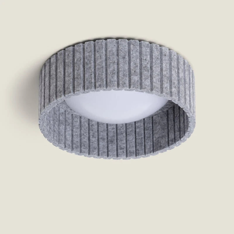 YELMARO ronde grijze LED plafondlamp met viltafwerking
