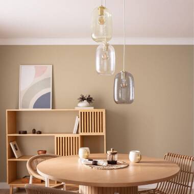 SELPANO hanglamp meerkleurig, detail van de metalen accenten