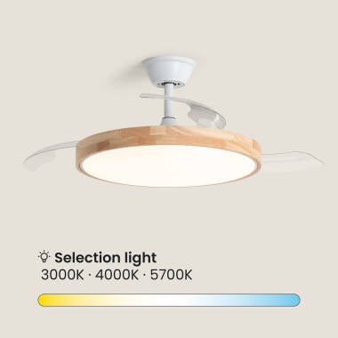 OSKIVO | plafondventilator met verlichting en intrekbare bladen 106 cm | 3000-5700K 2560 lm | wit met hout