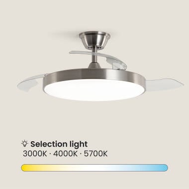 NORPARO | plafondventilator met verlichting en inschuifbare bladen 106 cm | 32W 3000-5700K 2560 lm | nikkel