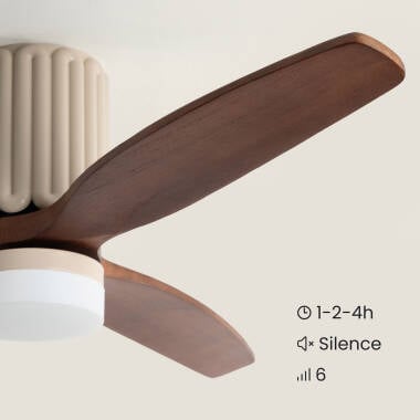 RIMPIVO | plafondventilator met verlichting en houten bladen 132 cm | 18W 3000-5700K 2160 lm | beige met donker hout