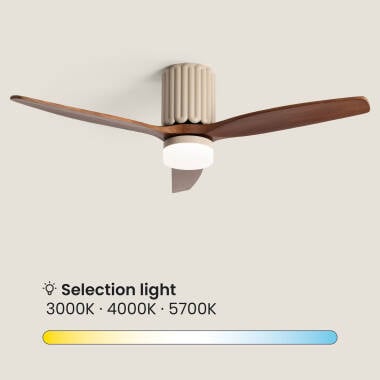 RIMPIVO | plafondventilator met verlichting en houten bladen 132 cm | 18W 3000-5700K 2160 lm | beige met donker hout