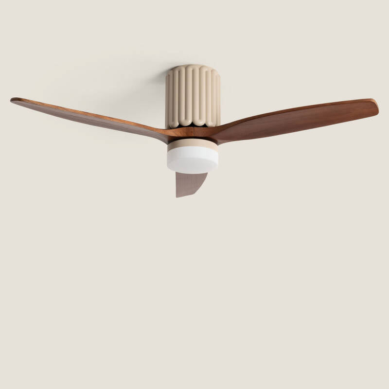 RIMPIVO | plafondventilator met verlichting en houten bladen 132 cm | 18W 3000-5700K 2160 lm | beige met donker hout