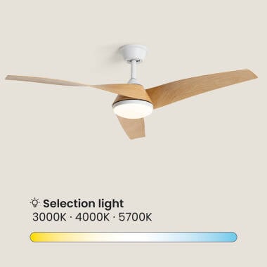 GLADARO | plafondventilator met verlichting en houten bladen 132 cm | 3000-5700K 1440 lm | wit met hout