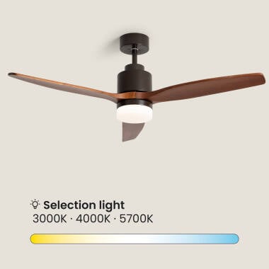 SOLKARO | plafondventilator met verlichting en houten bladen 132 cm | 3000-5700K 1440 lm | bruin met donker hout