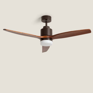 SOLKARO | plafondventilator met verlichting en houten bladen 132 cm | 3000-5700K 1440 lm | bruin met donker hout