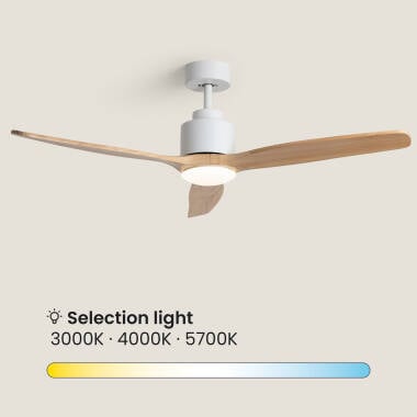 QUELZARO | plafondventilator met verlichting en houten bladen 132 cm | 18W 3000-5700K 1440 lm | wit met licht hout