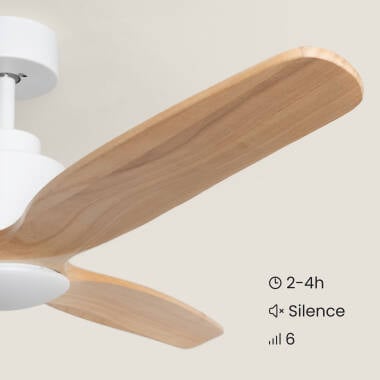 QUELZARO | plafondventilator met verlichting en houten bladen 132 cm | 18W 3000-5700K 1440 lm | wit met licht hout