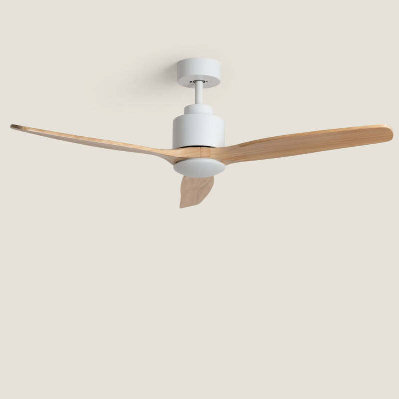 QUELZARO | plafondventilator met verlichting en houten bladen 132 cm | 18W 3000-5700K 1440 lm | wit met licht hout