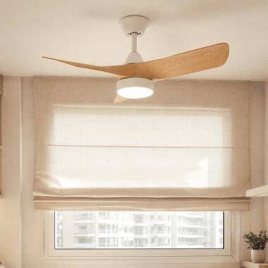 TERVIVO | plafondventilator met verlichting en houten bladen 76 cm | 3000-5700K 1280 lm | wit met hout