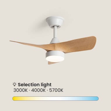 TERVIVO | plafondventilator met verlichting en houten bladen 76 cm | 3000-5700K 1280 lm | wit met hout