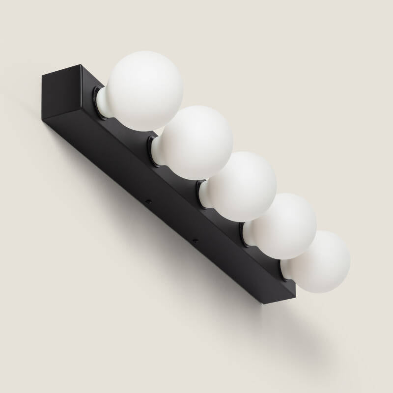 Wandlamp Daltivo zwart metaal met vijf lichtpunten