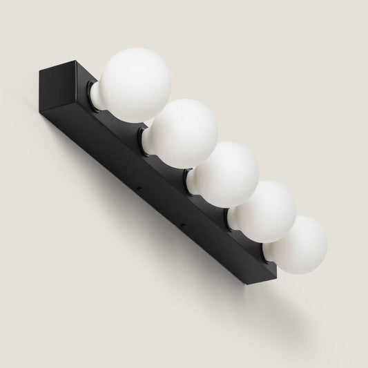 Wandlamp Daltivo zwart metaal met vijf lichtpunten