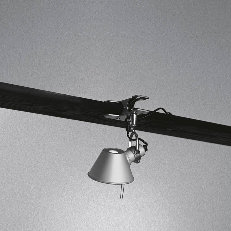 Wandlamp Ravano in zilver met klembevestiging en verstelbare arm
