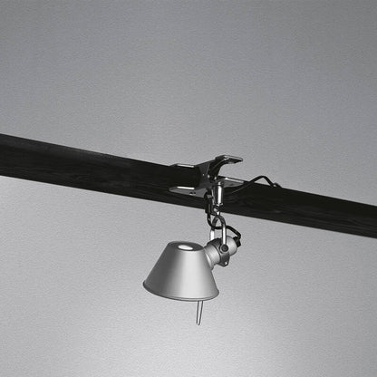 Wandlamp Ravano in zilver met klembevestiging en verstelbare arm