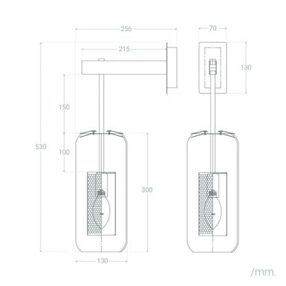Wandlamp Ysolano metaal en glas in een interieur