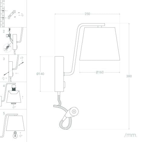 Wandlamp Wildaro met leeslamp in een interieur