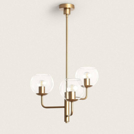 WISTARO hanglamp met drie glazen bollen in goud