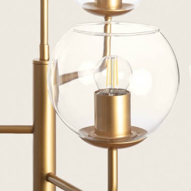 WISTARO hanglamp goud boven een eettafel